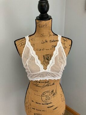 Free People Intimately Delicate Lace Bralette with Dotted Mesh Women Size L